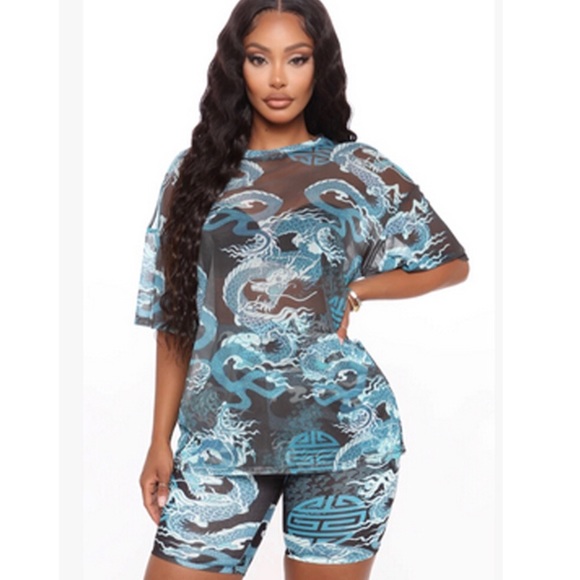 Women's two 2 piece pc biker short set - Picture 7 of 12